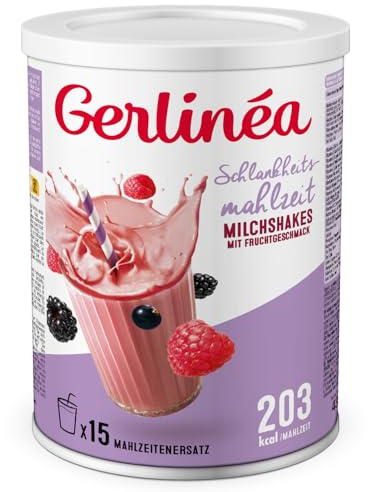 GERLINÉA – Boisson Milkshake Fruits Rouges – Substitut de Repas Minceur Riche en Protéines – Faible en Graisses Saturées – 15 repas Facile à Préparer, 436 g