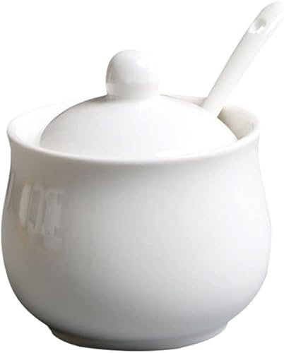 Tarro de almacenamiento Cerámica Recipiente de té Frascos de almacenamiento de cocina Mini Recipiente de cocina Cuenco de cerámica con tapa y cuchara Porcelana Salero Decorativo Pimentero Tarro Té C