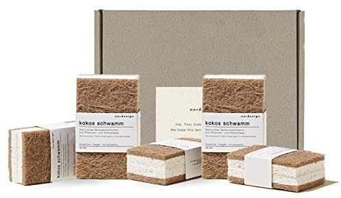 Kokos-Schwämme Natur 10 STK. von nordesign - Umweltfreundliche Reinigung für Küche & Bad - Nachhaltige Spülschwämme mit Scheuerfunktion # Scheuerschwämme