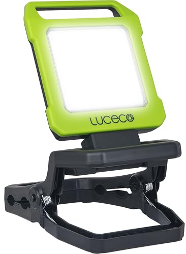 Luceco Lampe de travail pliable rechargeable avec pince, charge USB, 9 W