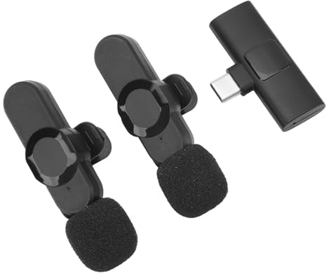 Micrófonos de Solapa Lavalier Inalámbricos, 2 uds., Reducción de Ruido de 2,4 GHz, Mini Micrófono Inalámbrico con Clip para Grabación en Vivo de Android
