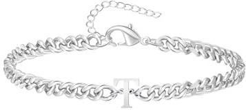 TOLOWOBK Armband Herren mit Buchstaben Edelstahl Panzerkette A-Z | Personalisierte Buchstaben Armbänder in Silber für Männer Jungen als Geschenk zum Schulstart Geburtstag für Sohn Enkel Bruder