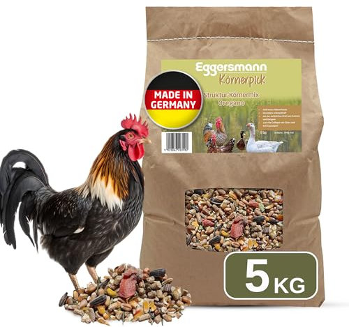 Eggersmann Körnerpick 5 kg Hühnerfutter - Struktur Körnermix Oregano - Hühner Körnerfutter Basic Geflügelfutter - Premium Körnermischung für Hühner Gänse und Enten
