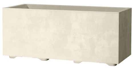 Kreher XL Pflanzkasten Millennium in verschiedenen Formaten und Farben. Tolle Naturstein Optik in Braun, Beige, Anthrazit oder Grau! Aus robustem Kunststoff! (100 Liter (rechteckig) Beige)