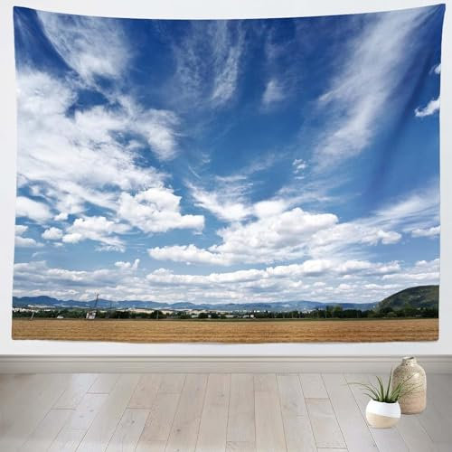 Tizhweqo Wandteppich 3D Blauer Himmel, Wandbehang Baiyun, Wandtuch Blauer Himmel Tapisserie Tapestry für Schlafzimmer Wohnzimmer Wohnheim Deko 150x200 cm GT171