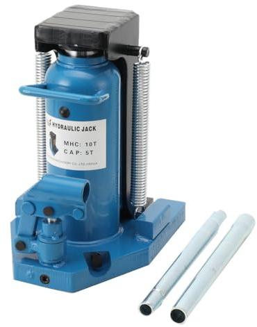 Lfhelper 10T einfachwirkende Hydraulikheber hydraulischer Wagenheber Stempelheber Handbetätigter Stempelwagenheber Maschinenheber schwerlastheber, Zehe: 5 Tonnen/Spitze:10 Tonnen Blau