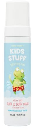 Kids Stuff Blue Wacky Whip Nettoyant moussant pour cheveux et corps avec parfum tourbillon de fraise | Nettoyant pour cheveux et corps pour enfants testé dermatologiquement | Nettoie en douceur les