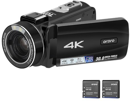 Jemora HDR-Z88 Videocamera Digitale 4K Videocamera 30MP Registratore DV Pannello Touch IPS da 3,0 Pollici Zoom Ottico 10X Messa a Fuoco Automatica Connessione WiFi Registrazione Time-Lapse al