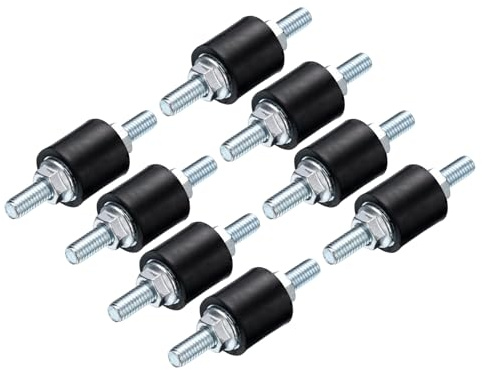 QUARKZMAN 8 Stück M5x15mm Gummipuffer mit Gewindebolzen 15x15mm | Männlich Weiblich Gummidämpfer Gummifüße Anschlagpuffer Schwingungsdämpfer Klimaanlage mit 16 Stück M5 Sicherungsmuttern