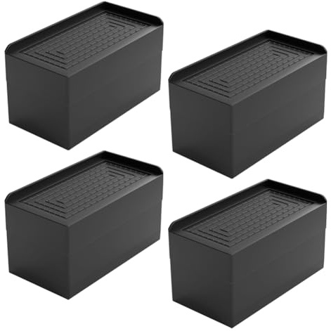 Yontree Möbelerhöhungen, Betterhöhungen, rechteckig, 7,5 cm, höhenverstellbar, für Tisch, Stuhl, Couch, Sofa, Waschmaschine, Schrank, 11,5 x 6 x 7,5 cm, 4 Stück (Schwarz)