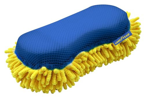 Goodyear 2 In 1 Noodle Sponge Valet 2 Microfibre Surfaces - Soft Wiggles And Mesh| Noodles Help Lift Dirt Dust And Grime Easily| Microfibre Technology| Clean Tough Stains, Lifting Car Dirt With Ease