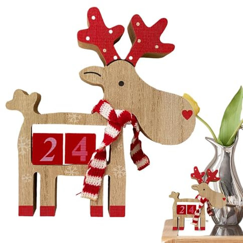 Weihnachts-Holzblockkalender, Weihnachtskalender - Weihnachts-Adventskalender-Dekorationen | Hölzerner dreidimensionaler Kalender mit Zahlen-Adventskalender für zu Hause