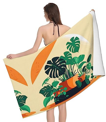 SSYGHT Soft Microfiber Bath Towels â€“ Highly Absorbent, Cartoon Turtle Back Bamboo Full Print Design for Bathroom, Beach, and Travel Use