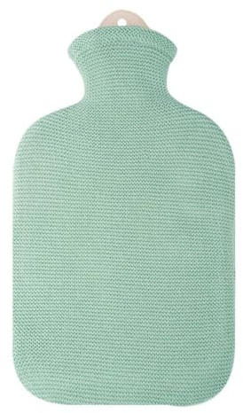 Strickbezug Baumwolle mit Wärmflasche mintgrün 2 l Wärmflasche mit Baumwoll-Strickbezug