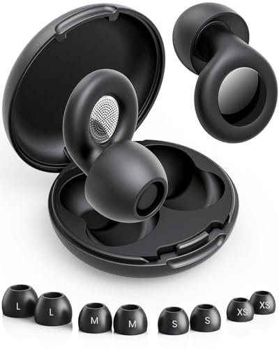 Upgraded Ear Plugs for Sleep Noise Cancelling - Klearlook Reusable&Washable Ultra Soft Silicone Earplugs for Hearing Protection,45dB Noise Reduction Earbuds, 8 Ear Tips XS, S, M, L,Carrying Case,Black