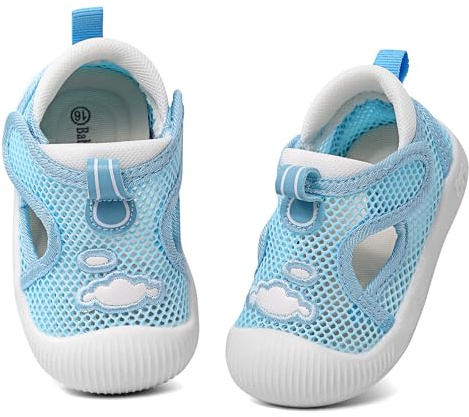 MASOCIO Chaussure Bebe Garcon Fille Ete Sandales Premier Pas Baskets Bébé Garçon Été Chaussures de Marche Souple Sandale Taille 22 Bleu Clair