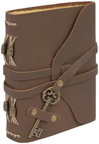 GlobeeCraft Vintage brun läderanteckningsbok 21 x 17 cm läderdagbok för att skriva vintage agenda idealisk för vuxna, handgjord klassisk reseanteckningsbok, mångsidig läderanteckningsbok