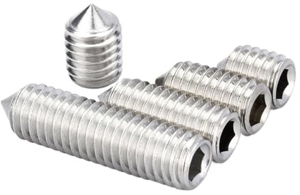 SellGood 100 Stück Sechskant-Innensechskant-Stellschraube, Kegelspitze, Madenschraube M2–M5, 304 Edelstahl, Stellschraube DIN914 Befestigungsschrauben(16mm,M3 x100pcs)