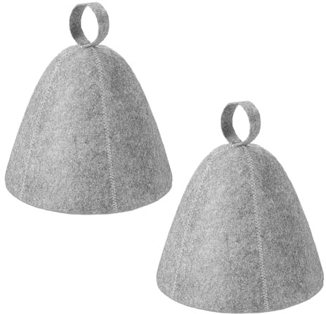 Henyall 2Pcs Sauna Hat,Ergonomi Felted Sauna Cap,Essential Steam Room Sauna Accessories,Home Sauna with Strong Water Absorption,Thickened Sauna Hat for Men & Women(Grey)