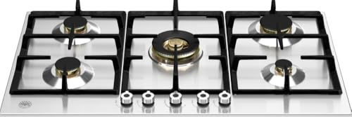 F.LLI BERTAZZONI, PROFESSIONAL, P905CPROX, Piano Cottura Gas 5 Fuochi con 1 Tripla Corona, Accensione Sottomanopola, Valvole Sicurezza, INOX, Misure 89x52 (Foro 85x48)