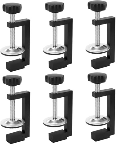 FAAING 6 Abrazaderas C Ajustables 10-57 mm, Abrazadera de Mesa con Almohadillas Antideslizantes para Carpintería, Metal y Proyectos DIY