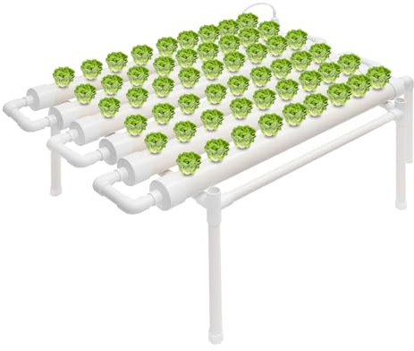 TuliperMood Sistema de cultivo hidropónico de 1 capa, 54 agujeros, sistema de cultivo hidropónico vegetal, tubo de PVC, sistema de cultivo sin suelo, para casa, balcón, jardín, balcón y verduras