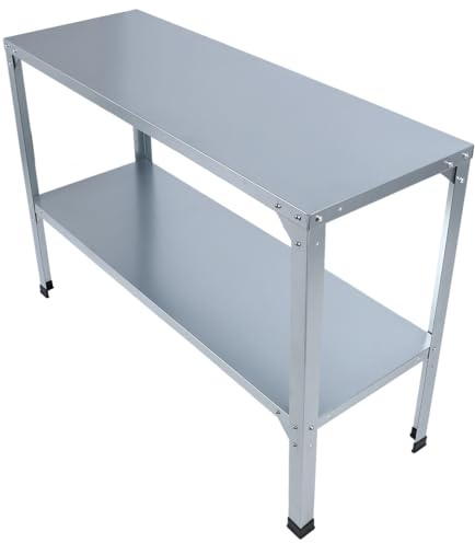 Smandy Galvanized Steel Plant Table, Durable Potting Workbench with Rubber Feet and 2 Layers for Gardening Indoor Outdoor