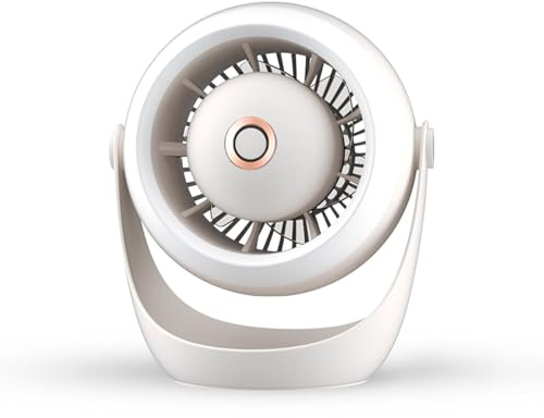 GKYQVE Ventilador de escritorio pequeño silencioso USB con luz LED, eléctrico, recargable, para colgar en el escritorio, camping, LED