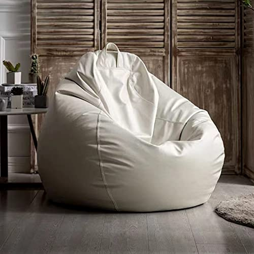 Fodera per divano in finta pelle impermeabile – bianco 80 cm, poltrona a sacco pigro da esterno, non necessita di riempimento, elegante e confortevole seduta per il relax