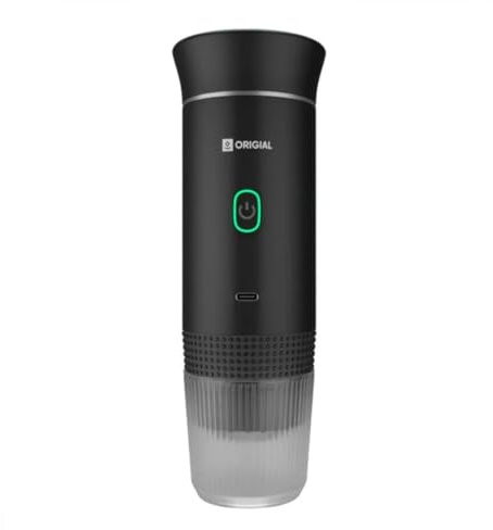Origial Cafetera Portátil 3 en 1 para Cápsulas y Café Molido, 20 Bares, Batería 7500mAh, Compatible Nespresso y Dolce Gusto, para Viaje, Camping, Coche y Oficina, Negro