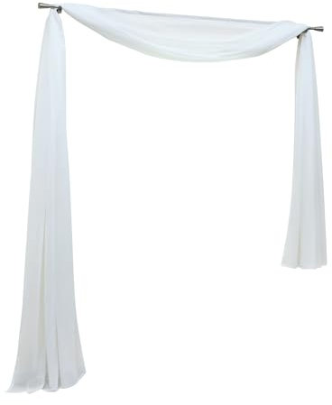 Yujiao Mao Uni Farbe Voile Freihandbogen Schals Querbehang Deko Gardinen Weiß BxL 140X500cm