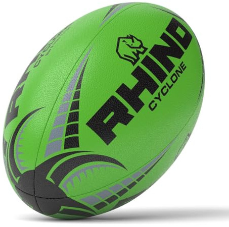 Rhino Cyclone XV Trainingsball, Rugbyball, Neongrün, Größe 4