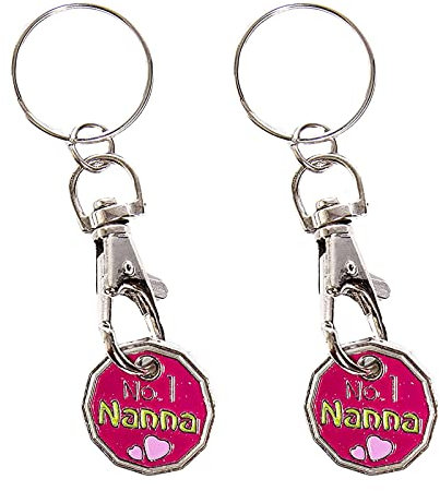Fabulouz 2x New Shape Trolley Token| 12 Edge Sided| £1 Coin Pound Shopping Key Ring| Decorations for Men Women Shopping Cart| Grocery Trolleys| (2 X No.1 Nanna)