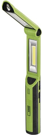 Emos P4535 - Lampada da lavoro a LED, ricaricabile, con power bank, gancio e 4 magneti, 670 lm, portata 40 m, batteria da 2200 mAh con 10 cavi USB, 3 modalità di luce, P4535, verde