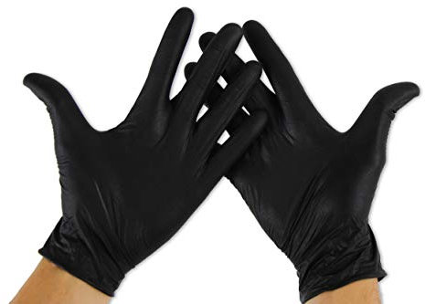 KMINA Nitrile Gloves, Multipurpose, Powder Free and Latex Free Disposable Gloves, Black (100, Small)