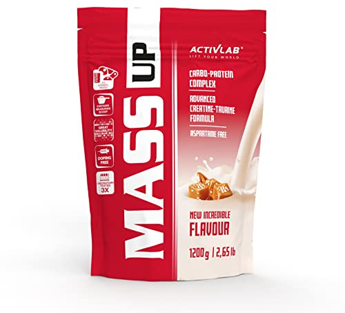 Activlab Weight Gainer - Pulver Shake - Muskelaufbau - Molkenprotein Kohlenhydraten Kreatin Taurin - 1200 g Salzkaramel MassUp