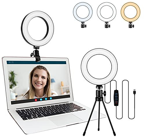 Sancheay Video Conference Lighting Kit, LED Ring Light for Webcam Lighting, 3 Light Modes & 10 Dimmable Brightness Levels, for Virtual Meeting, Remote Working, Broadcasting, Live Streaming, Makeup