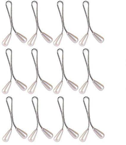 ZEREA Perlen-Clip für Schal, Kopftuch, Schal, Zubehör, Dame muslimische Schal, Sicherheits-Clips, Tropfenform, Brosche, Hijab, Schal, Anstecknadel, Damen, Sicherheitsnadel, 12 Stück/Packung