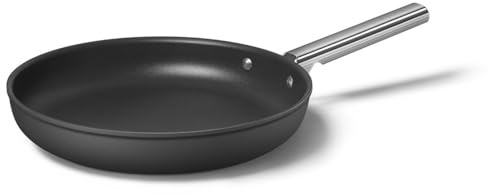 Smeg, Antihaft-Bratpfanne CKFF2401BLM, Durchmesser 24 cm, ergonomischer Edelstahlgriff, für alle Herdarten, bis zu 250° im Backofen, 1,9 l Fassungsvermögen, Schwarz