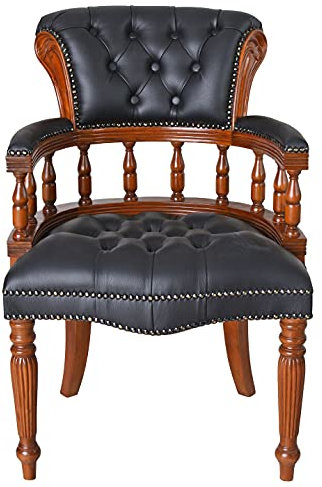 Chesterfield stol retro armstöd fåtölj konstläder mahogny biblioteksstol mar234 Palazzo exklusiv