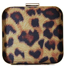 Moselle | Liten koppling för kvinnor, fashionabla handväska med tryck, axelväska med en metallkedja, kvällsmode (Gyllene leopard)