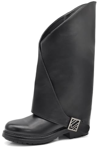 IF Fashion Scarpe Stivali da Donna Al Polpaccio Largo Biker Motociclista Con Fibbie Anfibi WZ688-66