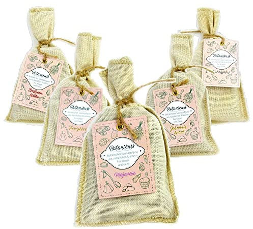 Well Solutions Botanikuss Set 5-teilig | 100% Natürlicher Aufguss | Botanischer Saunaaufguss aus natürlichen Kräutern | Eukalyptus, Johanniskraut, Honigklee Majoran und Erdbeere
