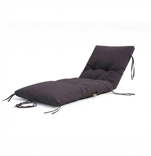 Coussin Bain de Soleil - Matelas pour transat - 185x55cm & épaisseur 12 cm - Déperlant et résistant aux UV - Gris Carbone - Déco Arts