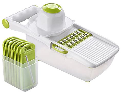 Vegetable Chopper Kitchen 8 in 1 Mandoline Slicer Veggie Slicer Dicer Cutter Handheld Vegetable Grater Manual Mandolin Multipurpose for Garlic, Onion, Cabbage, Carrot, Potato, Tomato, Fruit, Salad