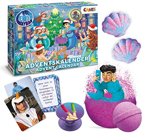 CRAZE Adventskalender Kinder, Tiktok-Star Emir Bayrak Mermaid Spielzeug Weihnachtskalender Kinder mit INKEE Badekugeln, Compound Mix und exklusivem Content