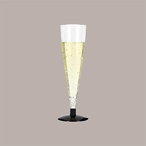 Lucgel Calici Flute Champagne Prosecco Aperitivo Bicchieri in Plastica Trasaprenti con Base Nera H157mm - 120 pezzi -