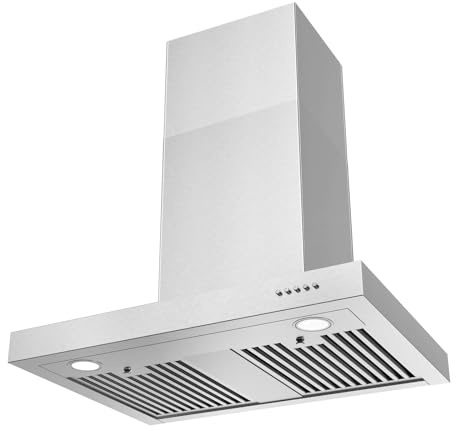 JOEAONZ Wall Mount Range Hood 30 Inch 900CFM Vent Hood T Shape with Stainless Steel Stove Hood Split Type Permanent Grease Baffle Filter, Chimney Style Kitchen Exhaust Fan, Ductless Convertible