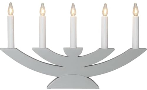 Star Trading Fensterleuchter Navida - Elektrischer Adventsleuchter aus Holz, 5 Kerzen, Grau, Skandinavisches Design, 42 cm, Weihnachtsdeko Fensterbank | Elektrisch, Aus Holz, 5 Kerzen, Skandinavisches Design, Weihnachtsdeko Fensterbank