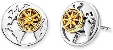 Engelsrufer Damen Ohrschmuck Aloha aus Sterling Silber mit Weltkarte und Windrose Bicolor - nickelfrei
